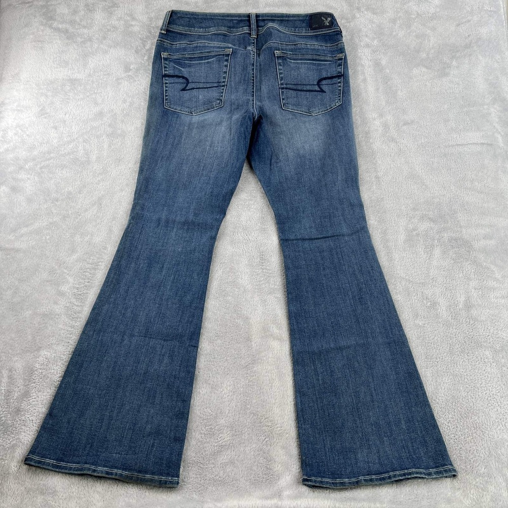 American Eagle Kick Boot Jeans Womens 12 Super Stretch Blue Flare Denim Bootcut - Picture 5 of 11